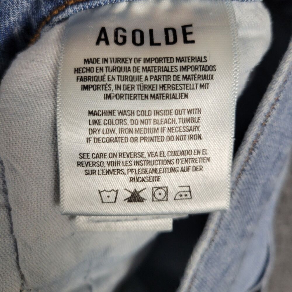 AGOLDE Willow Mid Rise Slim Crop Stretch Denim Blue Jeans Organic Cotton SIZE 30 - Picture 8 of 13